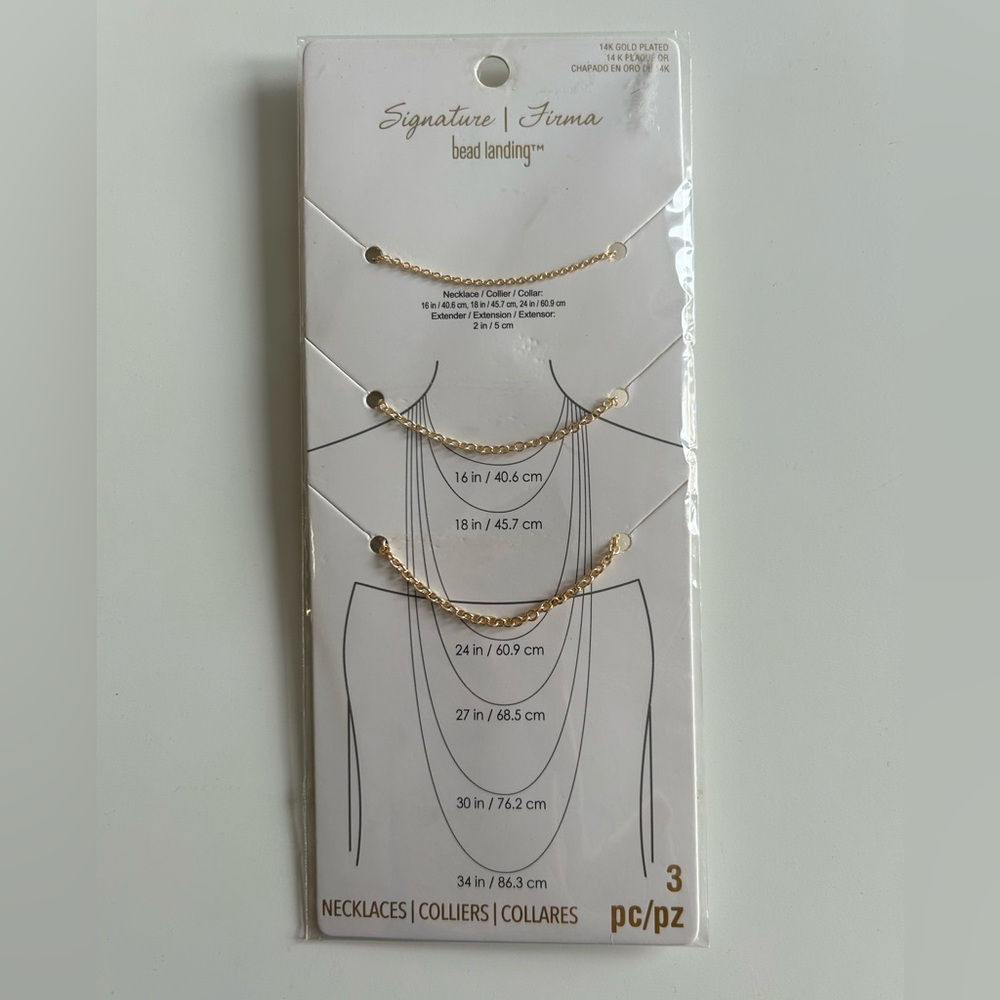NEW 14K Gold Plated Necklaces - 3 Pack
